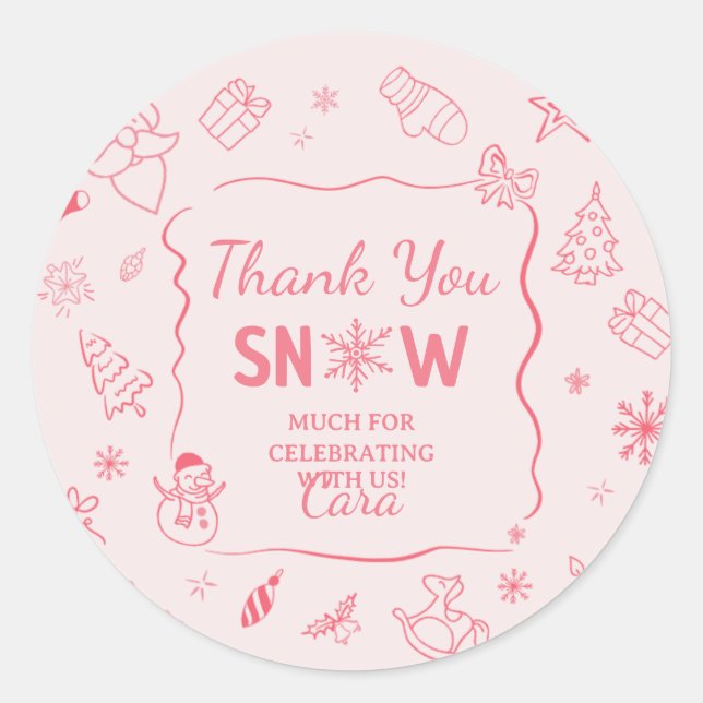 Pegatina Redonda Winter Onederland Birthday Party Sticker (Anverso)