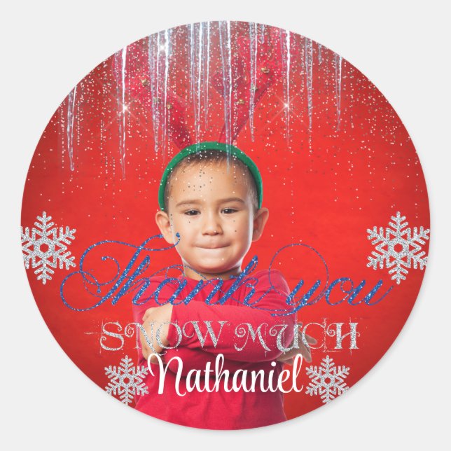 Pegatina Redonda Winter ONEderland Boy Birthday Classic Round Stick (Anverso)