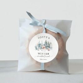 Pegatina Redonda Winter ONEderland Forest Animals 1st Birthday