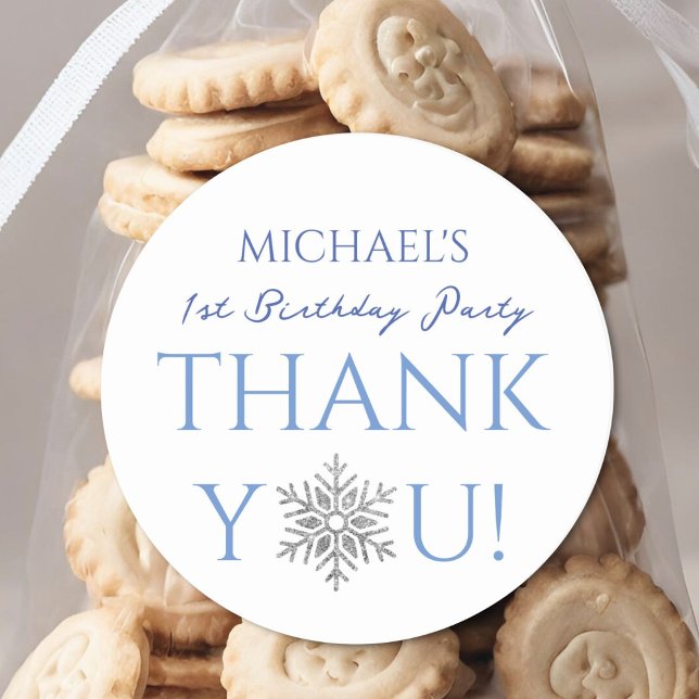 Pegatina Redonda Winter ONEderland Minimalista Boy 1er cumpleaños (Subido por el creador)