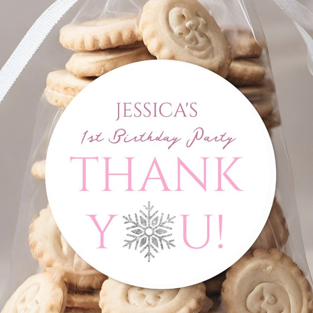 Pegatina Redonda Winter ONEderland | Primer cumpleaños del Chica Mi (Subido por el creador)