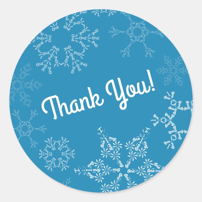 Pegatina Redonda Winter Onederland Snowflake Niña Fiesta de primer  (Anverso)