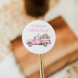 Pegatina Redonda Winter Onederland Woodland Animals 1st Birthday