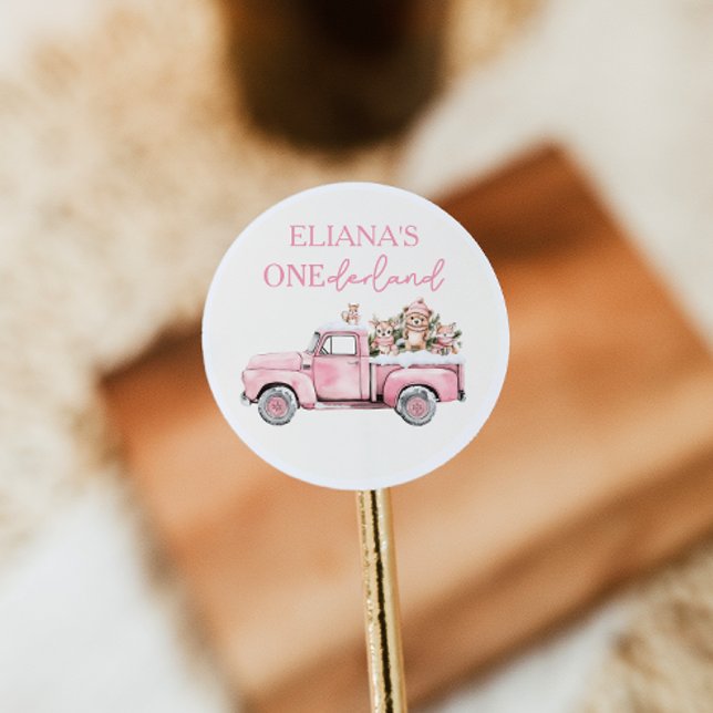 Pegatina Redonda Winter Onederland Woodland Animals 1st Birthday (Subido por el creador)