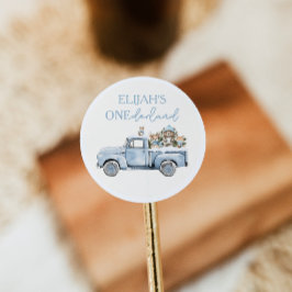 Pegatina Redonda Winter Onederland Woodland Animals 1st Birthday