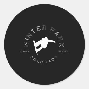 Pegatina Redonda Winter Park Colorado Graphic Vintage Snowboard T