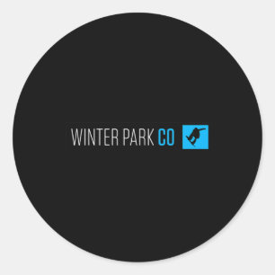 Pegatina Redonda Winter Park Colorado Snowboard Box Tipo