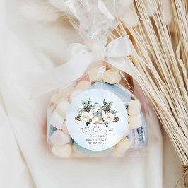 Pegatina Redonda Winter Polar Bear Boy Baby Shower