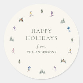 Pegatina Redonda WINTER SLOPES Holiday