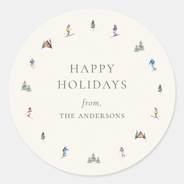 Pegatina Redonda WINTER SLOPES Holiday (Anverso)