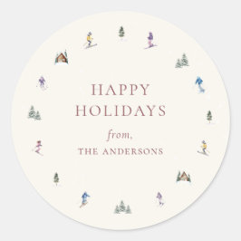 Pegatina Redonda WINTER SLOPES Holiday