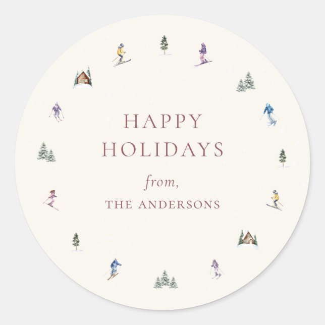 Pegatina Redonda WINTER SLOPES Holiday (Anverso)