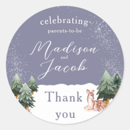 Pegatina Redonda Winter Snowglobe Baby Shower