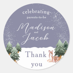 Pegatina Redonda Winter Snowglobe Baby Shower