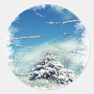 Pegatina Redonda Winter Wonderland