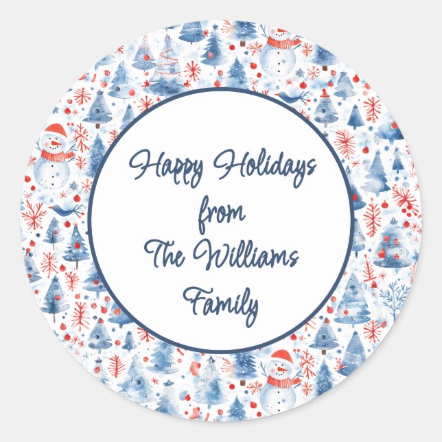 Pegatina Redonda Winter Wonderland (Anverso)