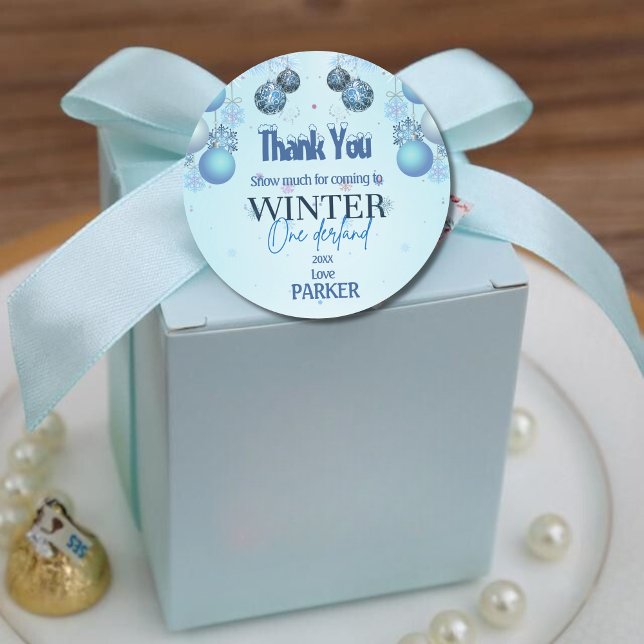 Pegatina Redonda Winter Wonderland Birthday for boy (Subido por el creador)