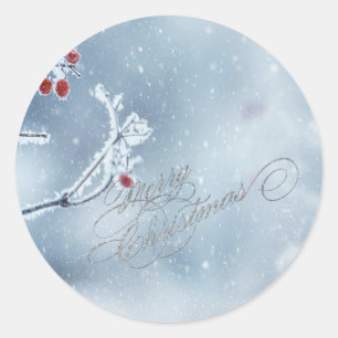 Pegatina Redonda Winter Wonderland Branches Blue
