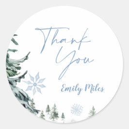 Pegatina Redonda Winter Wonderland Gracias