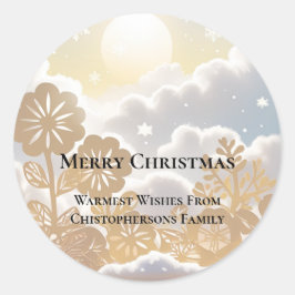 Pegatina Redonda Winter Wonderland Merry Christmas