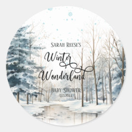 Pegatina Redonda Winter Wonderland Navidades Baby Shower