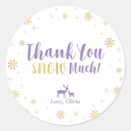 Pegatina Redonda Winter wonderland, Personalizado Gold Gracias Pega