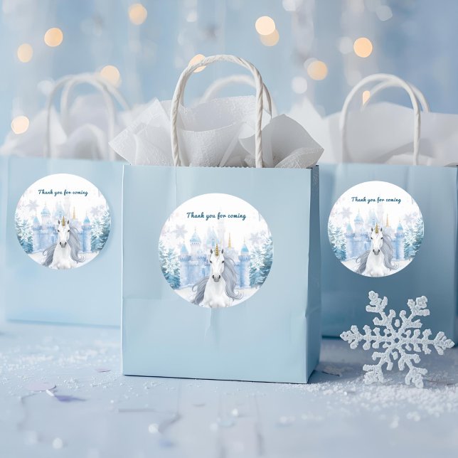 Pegatina Redonda Winter Wonderland Unicorn Thank You  (Subido por el creador)