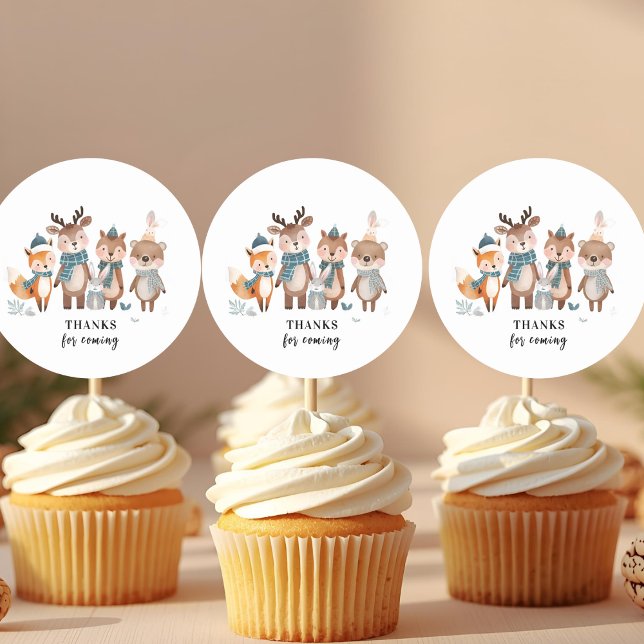 Pegatina Redonda Winter Woodland Animals Thank You  (Subido por el creador)