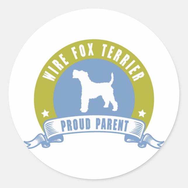 Pegatina Redonda Wire Fox Terrier (Anverso)