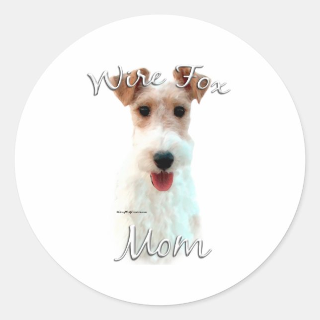 Pegatina Redonda Wire Fox Terrier Mom 2 (Anverso)