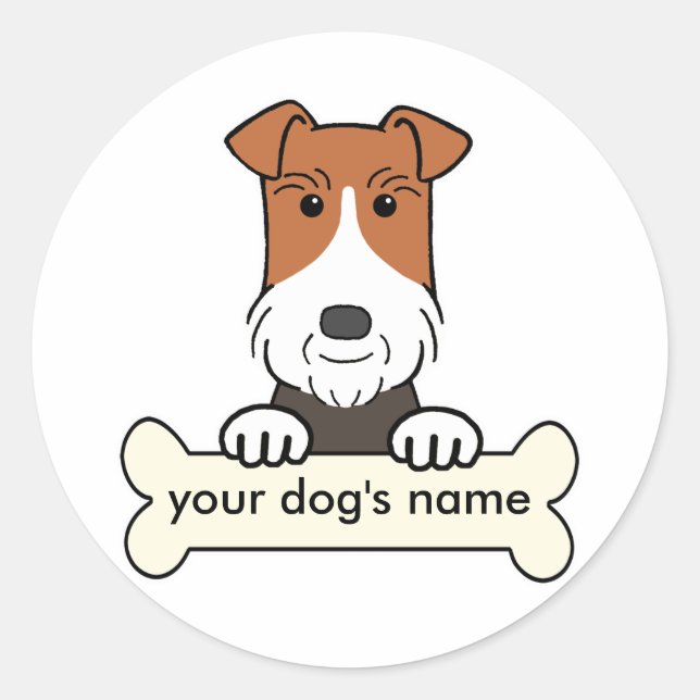 Pegatina Redonda Wire Fox Terrier Personalizado (Anverso)