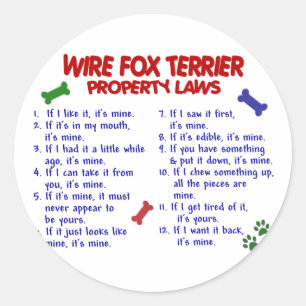 Pegatina Redonda WIRE FOX TERRIER Property Laws 2