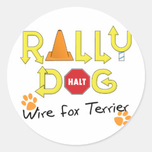 Pegatina Redonda Wire Fox Terrier Rally Dog