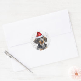 Pegatina Redonda Wirehair festivo Perro Dachshund Perro Woof Art Na