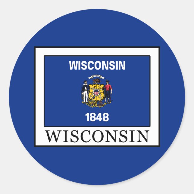 Pegatina Redonda Wisconsin (Anverso)