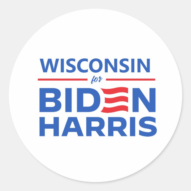 Pegatina Redonda Wisconsin para Biden Harris (Anverso)
