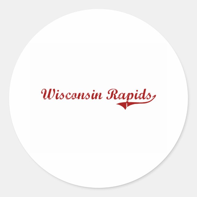 Pegatina Redonda Wisconsin Rapids Wisconsin Classic Design (Anverso)