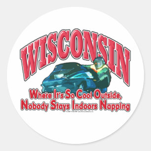 Pegatina Redonda Wisconsin Snowmobile
