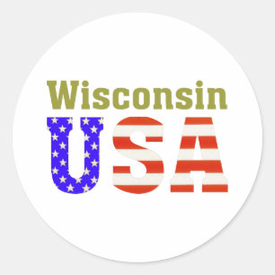 Pegatina Redonda ¡Wisconsin USA!