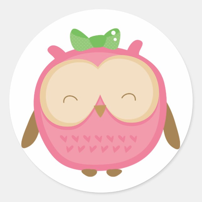 Pegatina Redonda Wise Owl (Anverso)