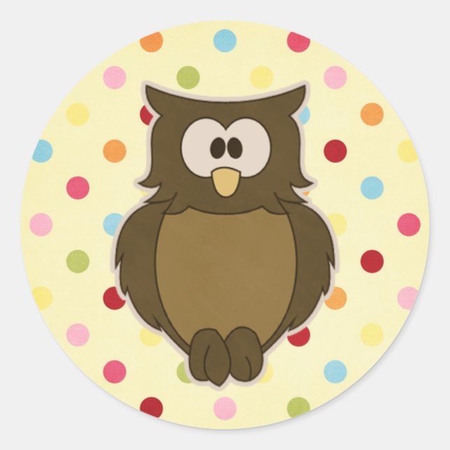 Pegatina Redonda Wise Owl (Anverso)