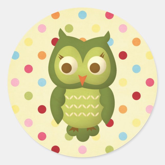 Pegatina Redonda Wise Owl (Anverso)