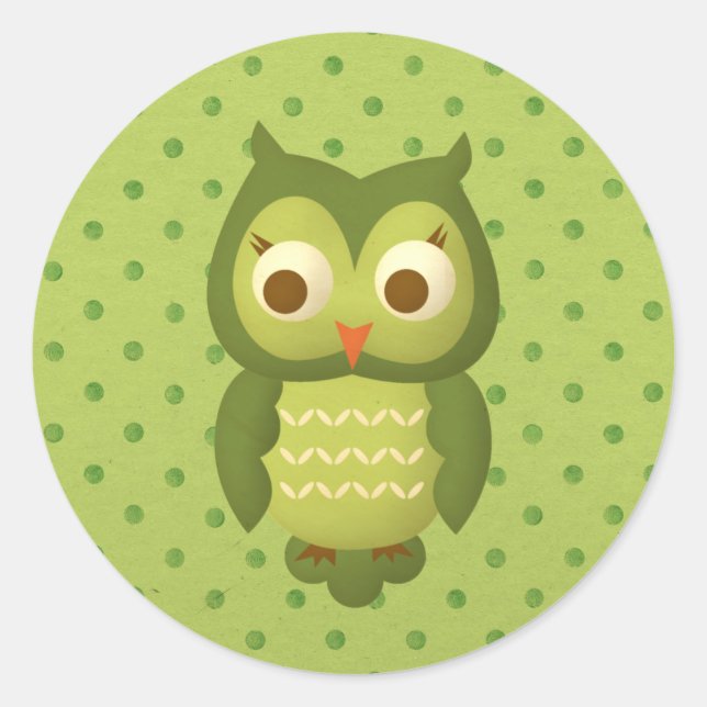 Pegatina Redonda Wise Owl (Anverso)