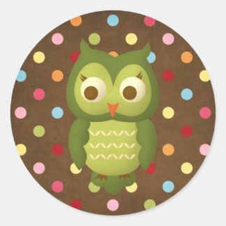 Pegatina Redonda Wise Owl