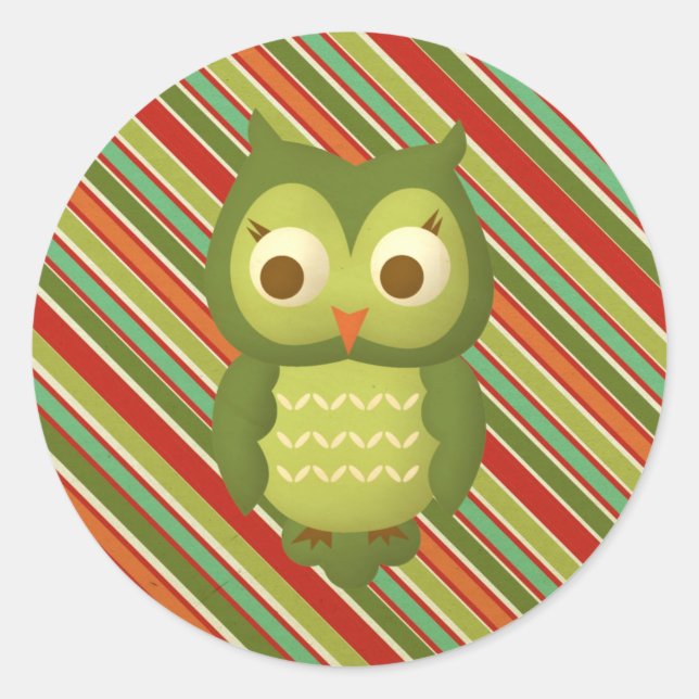 Pegatina Redonda Wise Owl (Anverso)