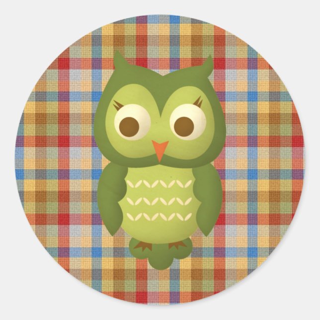 Pegatina Redonda Wise Owl (Anverso)