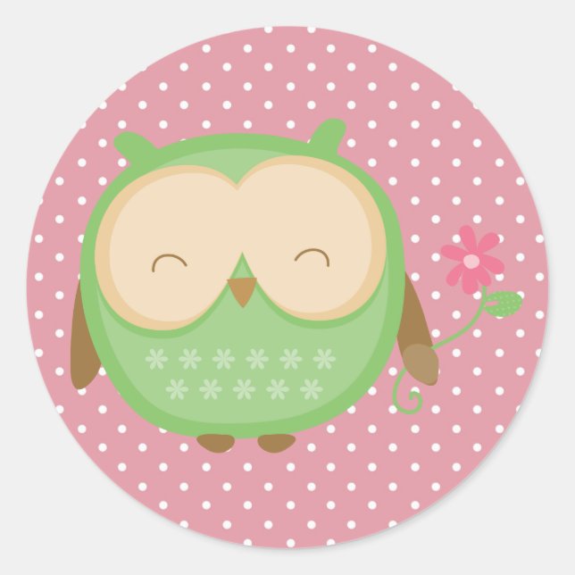 Pegatina Redonda Wise Owl (Anverso)