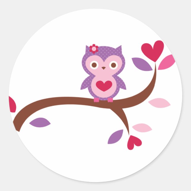 Pegatina Redonda Wise Owl (Anverso)
