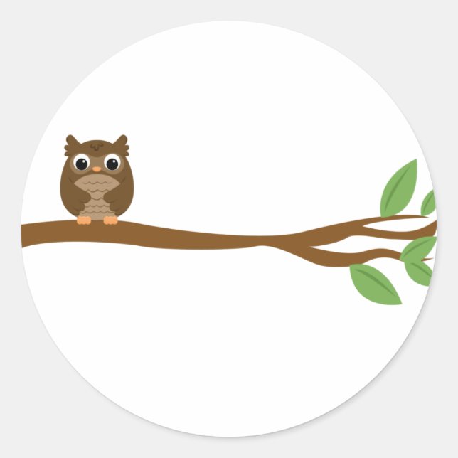 Pegatina Redonda Wise Owl (Anverso)