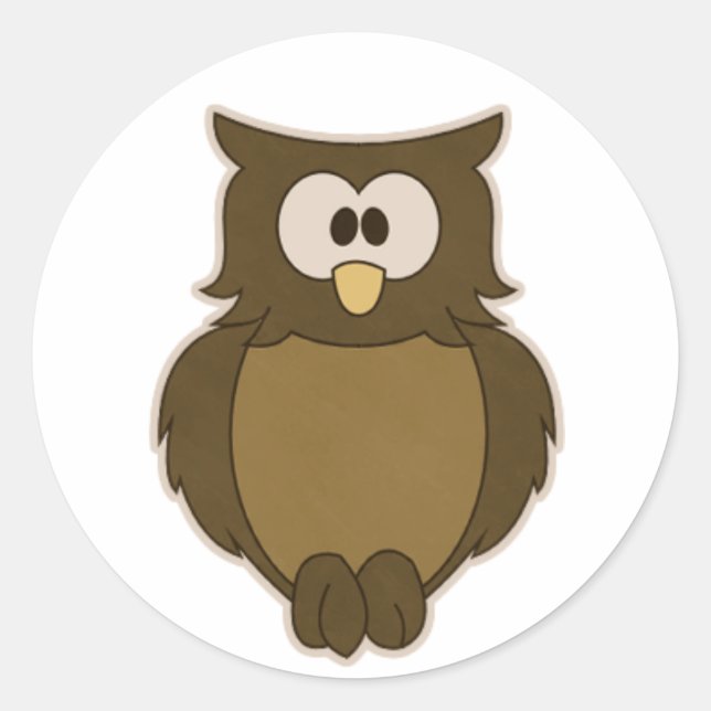Pegatina Redonda Wise Owl (Anverso)